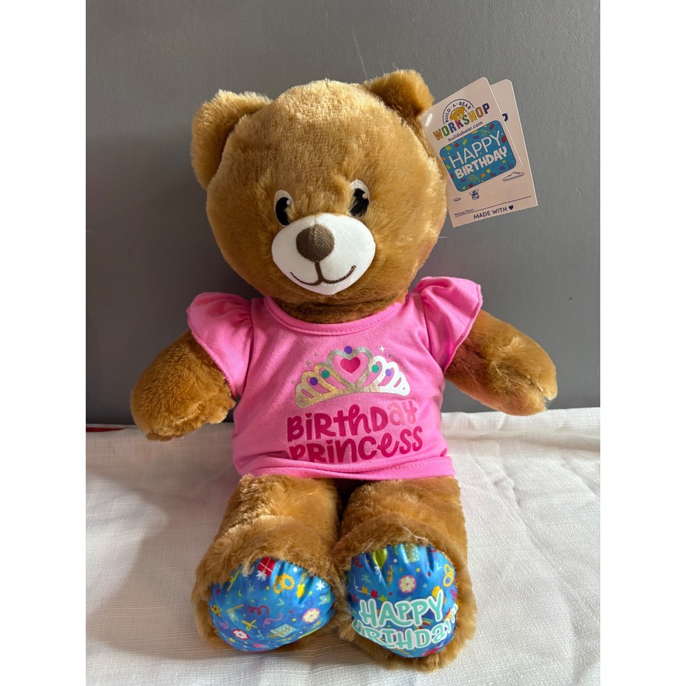 Build-A-Bear Workshop Birthday Bear Pink Birthday Princess Shirt NWT Plush